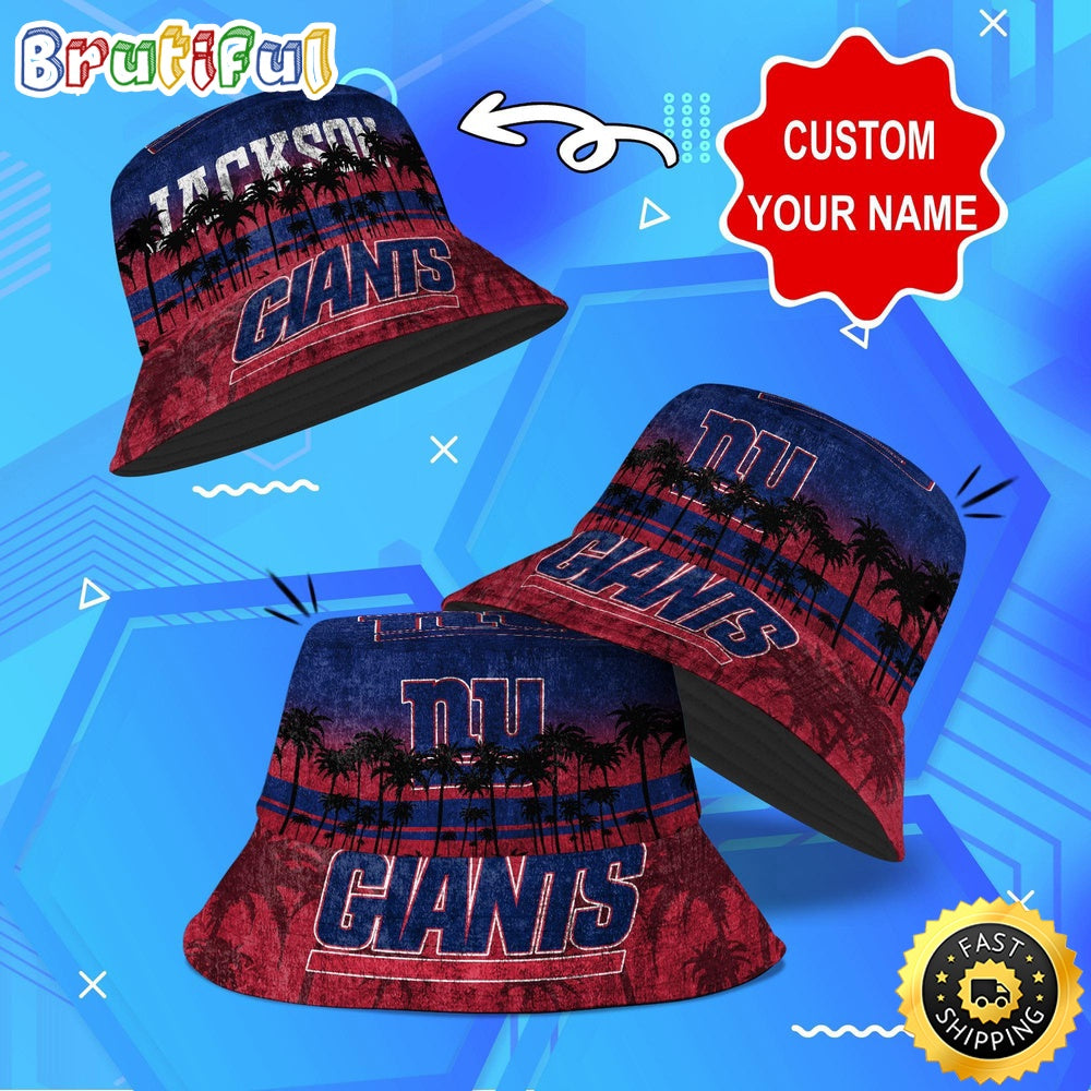 Customized NFL New York Giants Bucket Hat Palm Tree NFL Bucket Hat