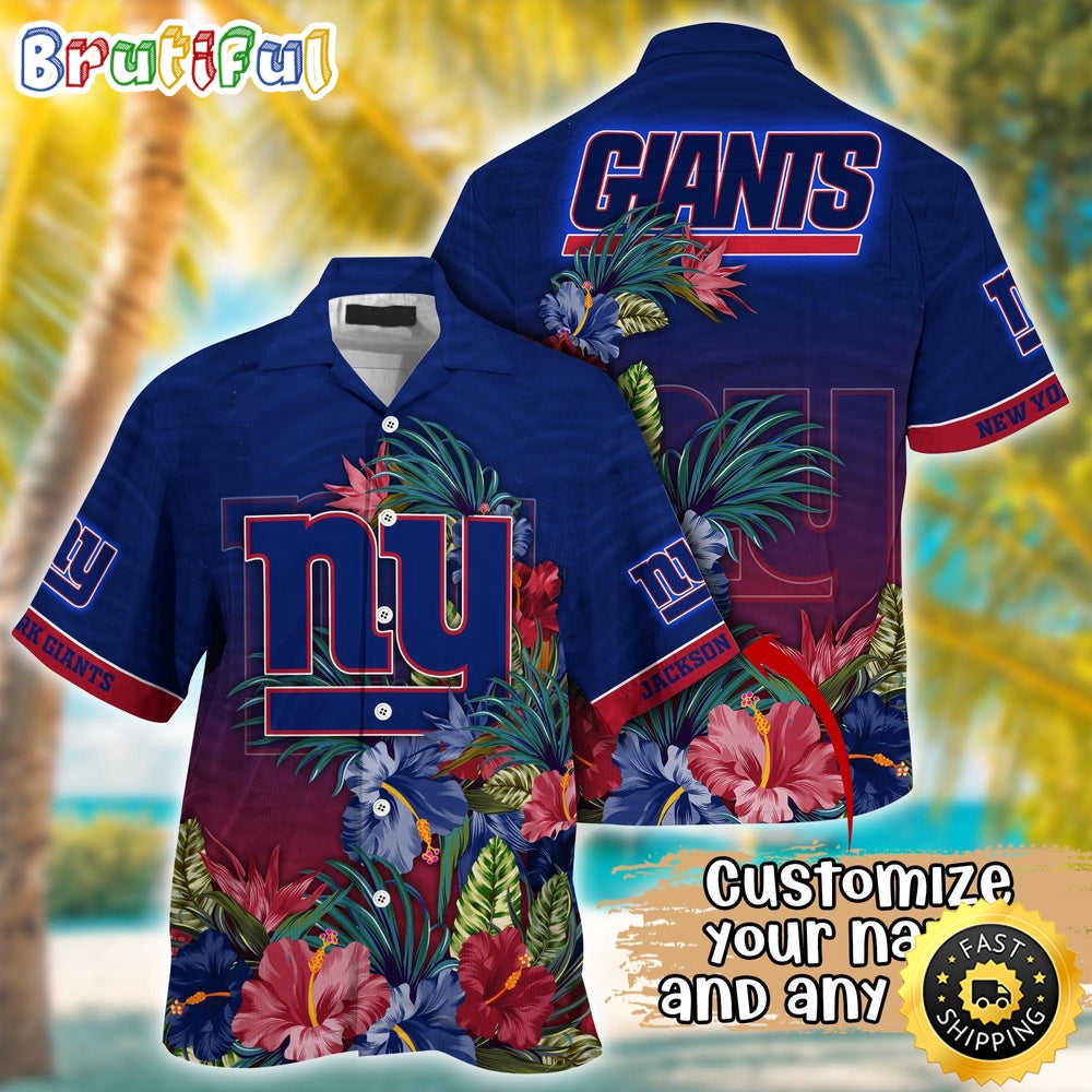 Customized NFL New York Giants Hawaii Shirt Tropical Flower Aloha Shirt