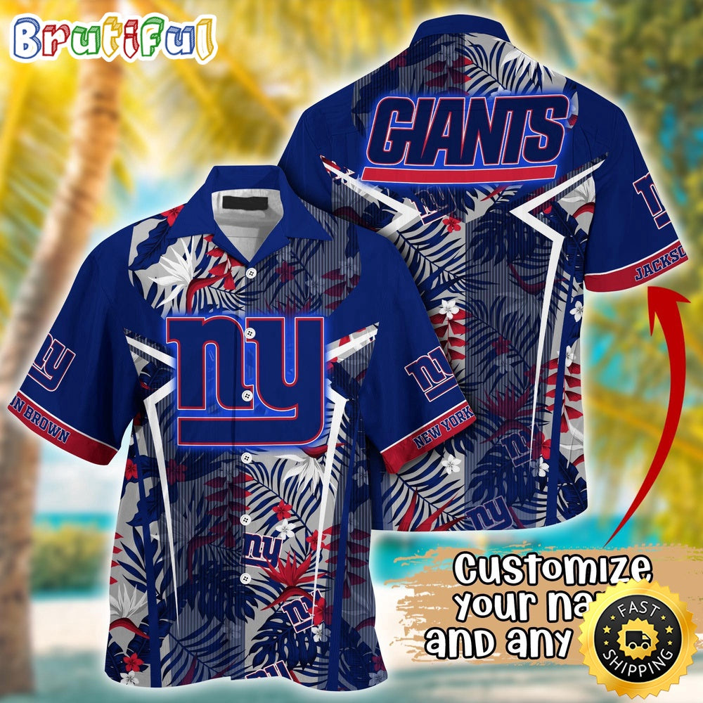 Customized NFL New York Giants Hawaiian Shirt Summer Football Tropical Shirt