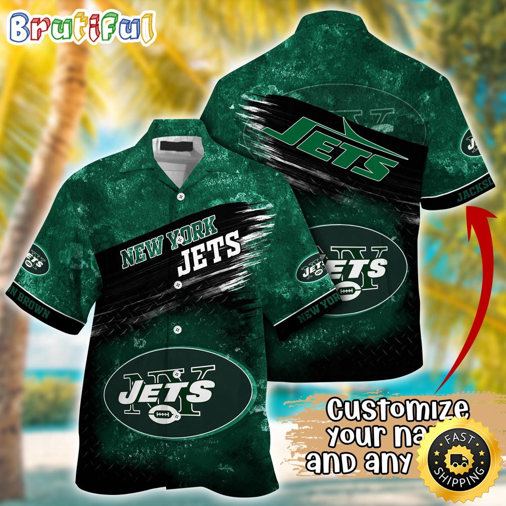 Customized NFL New York Jets Hawaiian Shirt Metal Pattern Aloha Shirt