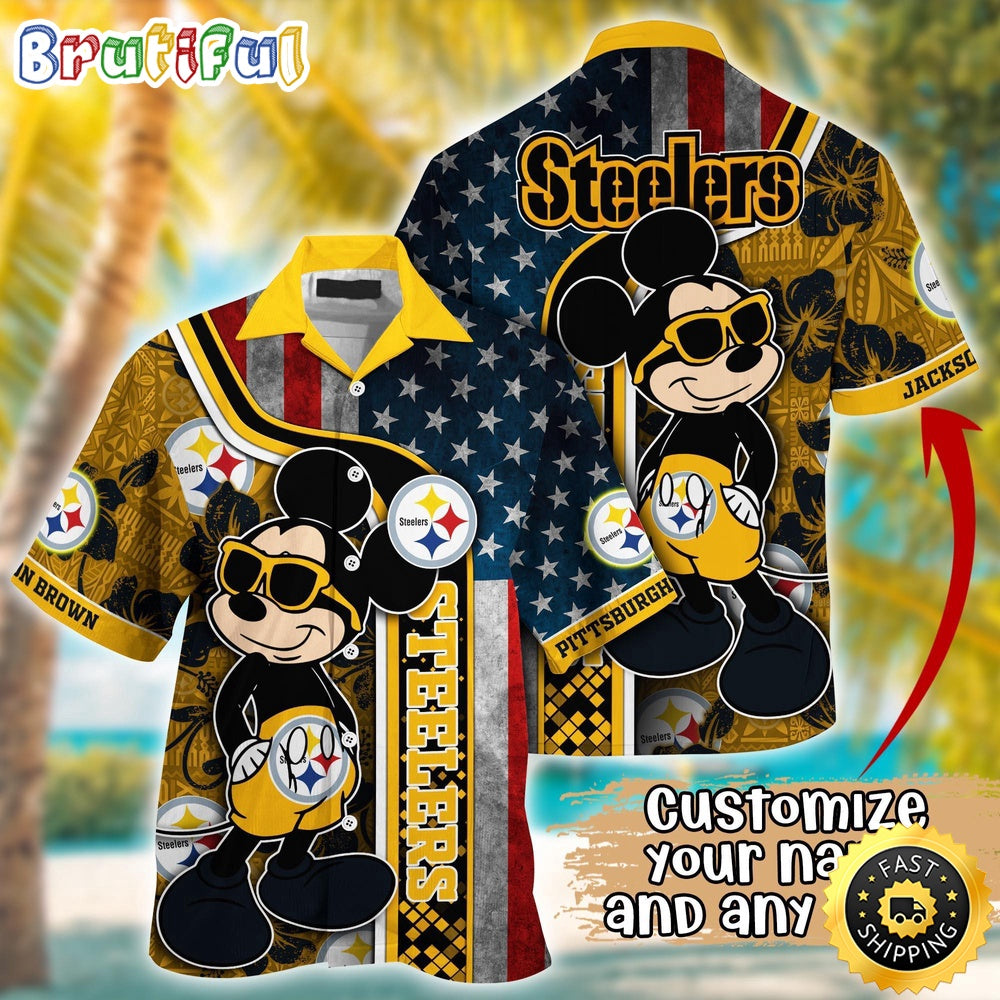 Customized NFL Pittsburgh Steelers Hawaiian Shirt Mickey Mouse Tropical Shirt