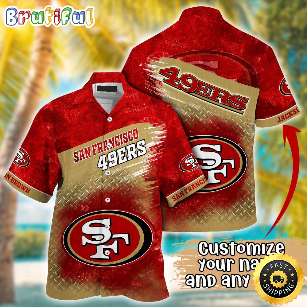 Customized NFL San Francisco 49ers Hawaiian Shirt Metal Pattern Aloha Shirt