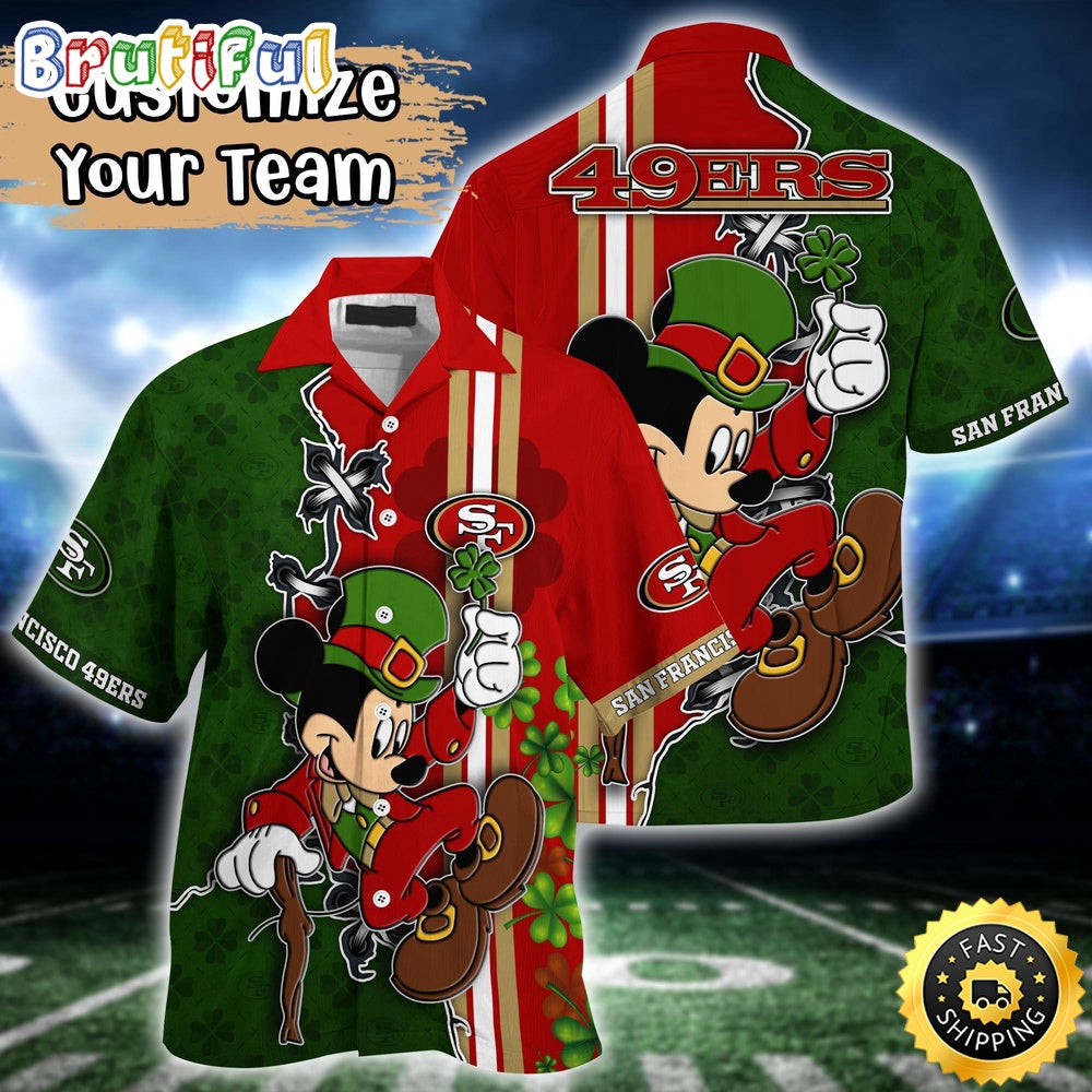 Customized NFL San Francisco 49ers Hawaiian Shirt Mickey Mouse Saint Patricks Day Hawaii Shirt
