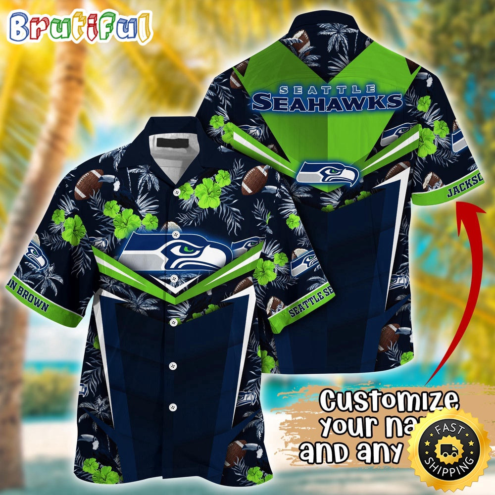 Customized NFL Seattle Seahawks Hawaiian Shirt Summer Football Aloha Shirt For Fans