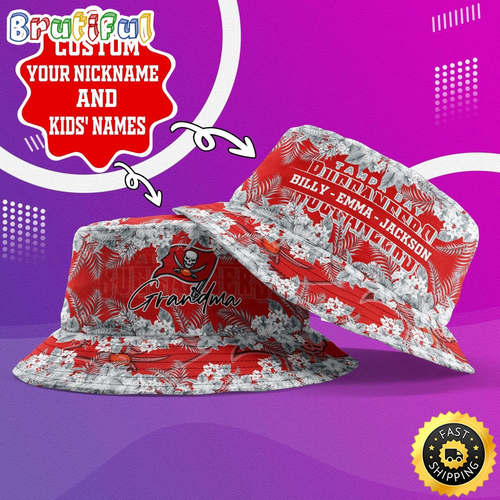 Customized NFL Tampa Bay Buccaneers Bucket Hat Floral Pattern Hat For Football Fans