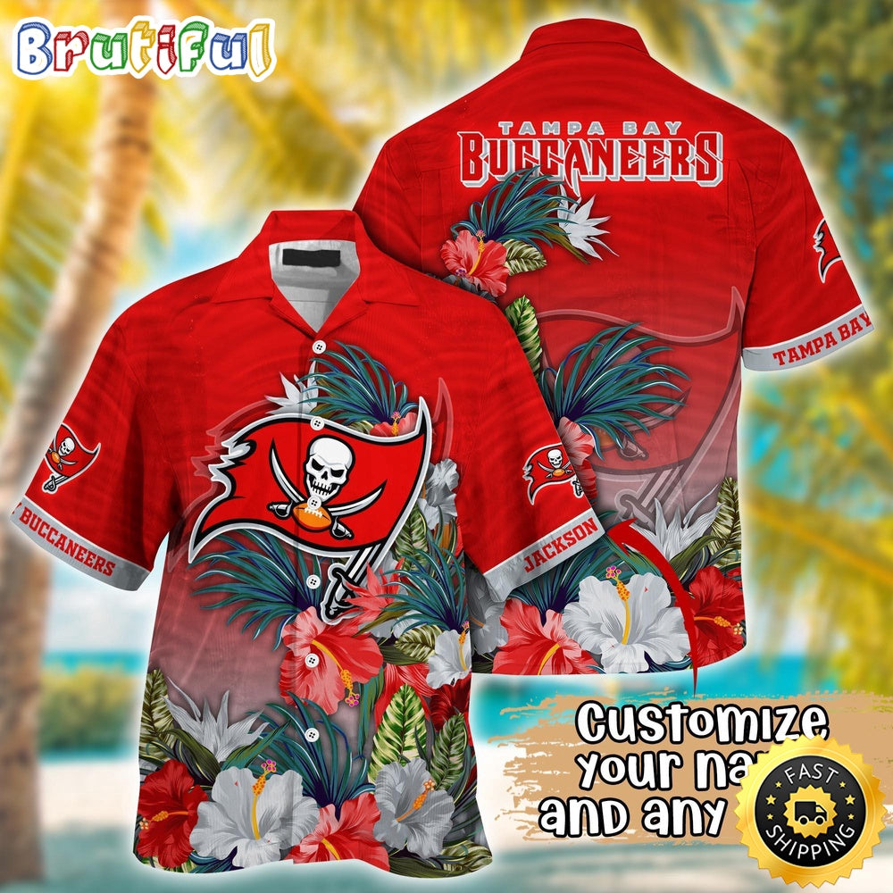 Customized NFL Tampa Bay Buccaneers Hawaii Shirt Tropical Flower Aloha Shirt