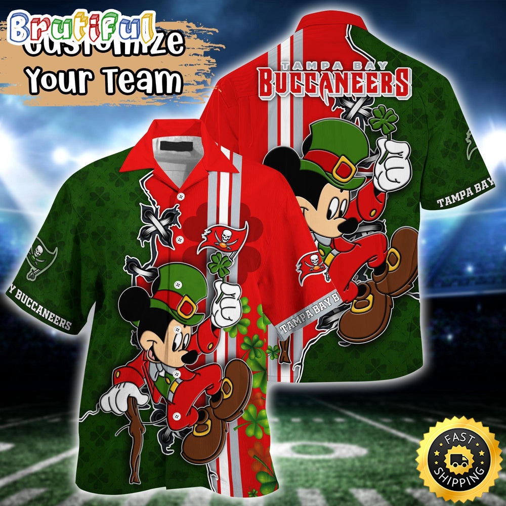Customized NFL Tampa Bay Buccaneers Hawaiian Shirt Mickey Mouse Saint Patricks Day Hawaii Shirt
