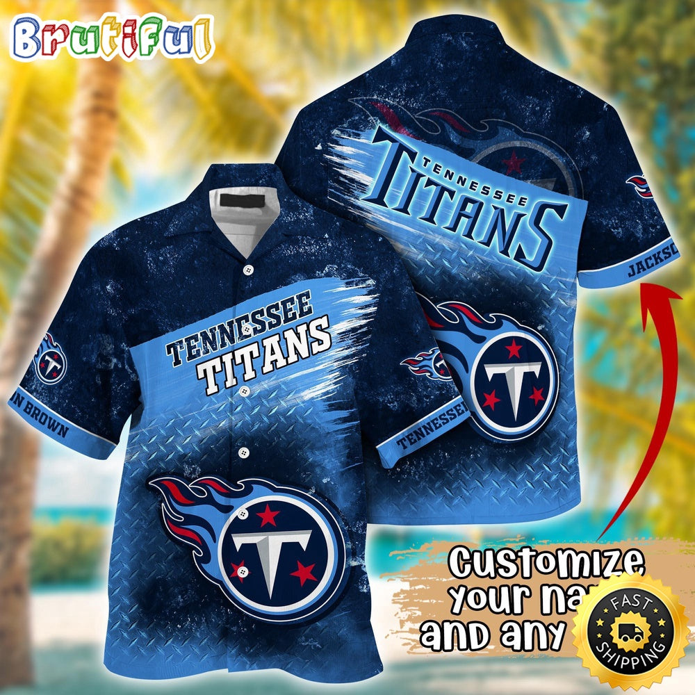 Customized NFL Tennessee Titans Hawaiian Shirt Metal Pattern Aloha Shirt