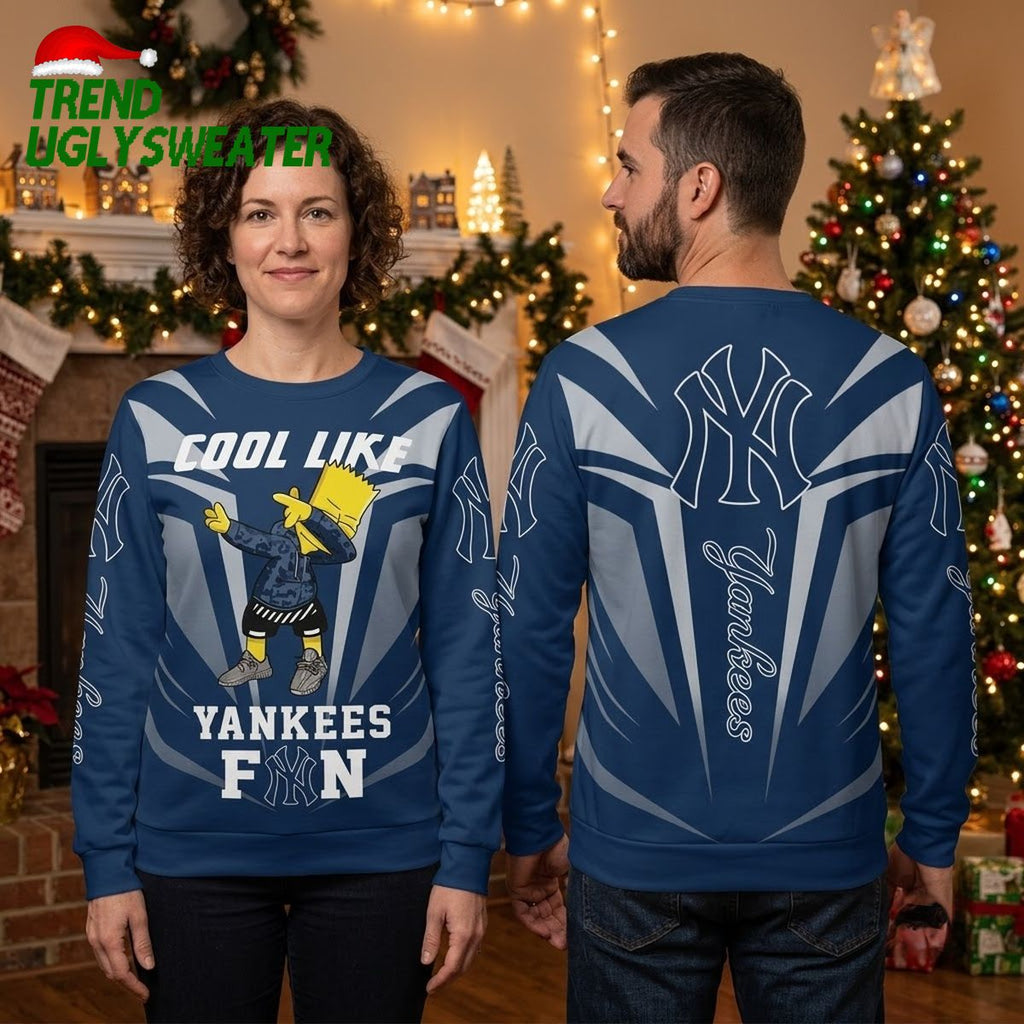Dabbing Bart Simpson New York Yankees Fan Ugly Christmas Sweater