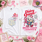 Dairy Queen Breast Cancer Awareness Pink Ribbon White Shirt