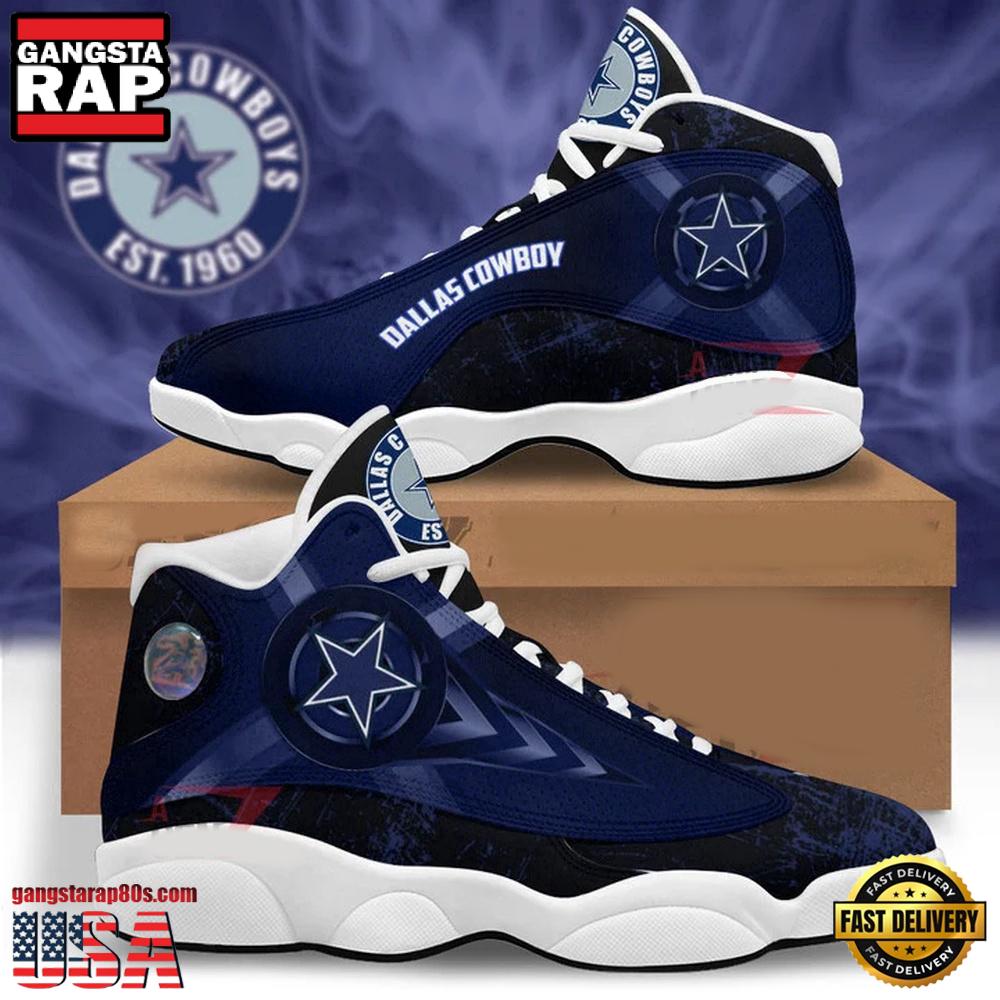 NFL Dallas Cowboy New Design Air Jordan 13 Running Sneakers Shoes For Fans