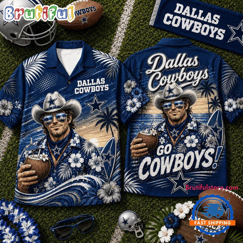 Dallas Cowboys 2026 NFL Mascot Beach Vibes Summer Hawaiian Shirt