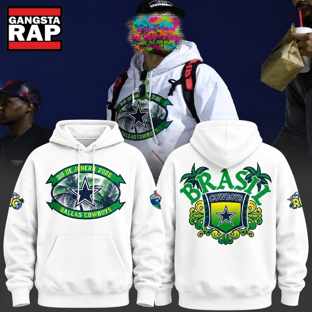 Dallas Cowboys Brazil Rio De Janeiro Game 2026 Limited Edition White Hoodie