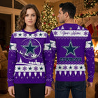 Dallas Cowboys Custom Name Star And Snowflake Ugly Christmas Sweater