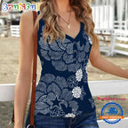 Dallas Cowboys Flower Pattern Women’s V-Neck Ribbed Tank Top