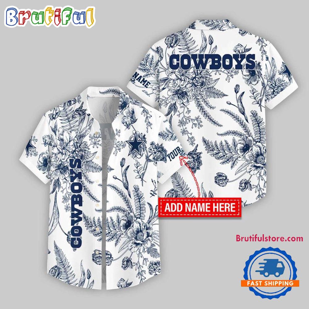 Dallas Cowboys Leaf Flower Pattern Personalized Name Hawaii Shirt