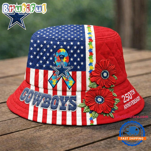 Dallas Cowboys NFL Autism America 250th Anniversary Bucket Hat