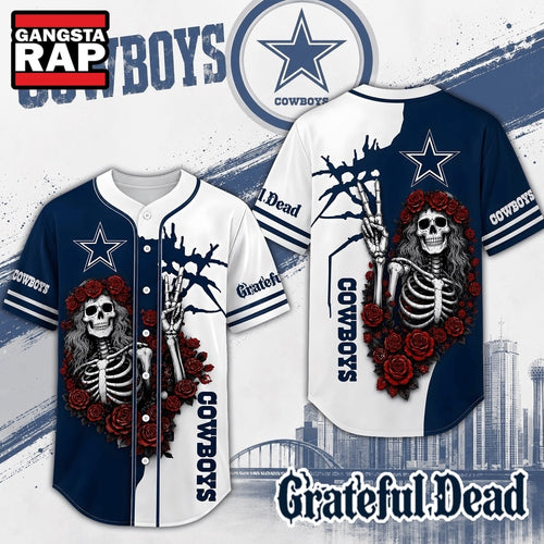 Dallas Cowboys NFL Game Day Grateful Dead Baseball Jersey Shirt