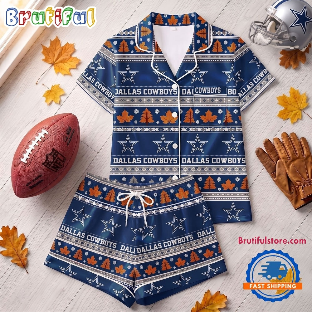 Dallas Cowboys NFL Harvest Huddle Short Sleeve Pajamas Set