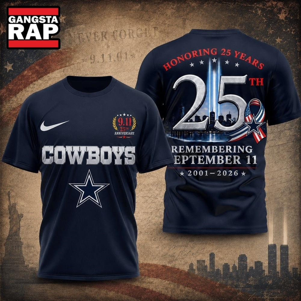 Dallas Cowboys NFL Honoring 25 Years Remembering September 11 T Shirt, Football New Design Shirt