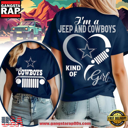 Dallas Cowboys NFL Jeep Girl Women’s All Over Print Shirt