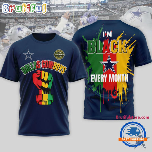 Dallas Cowboys NFL Juneteenth Freedom I’m Black Every Month 3D Shirt