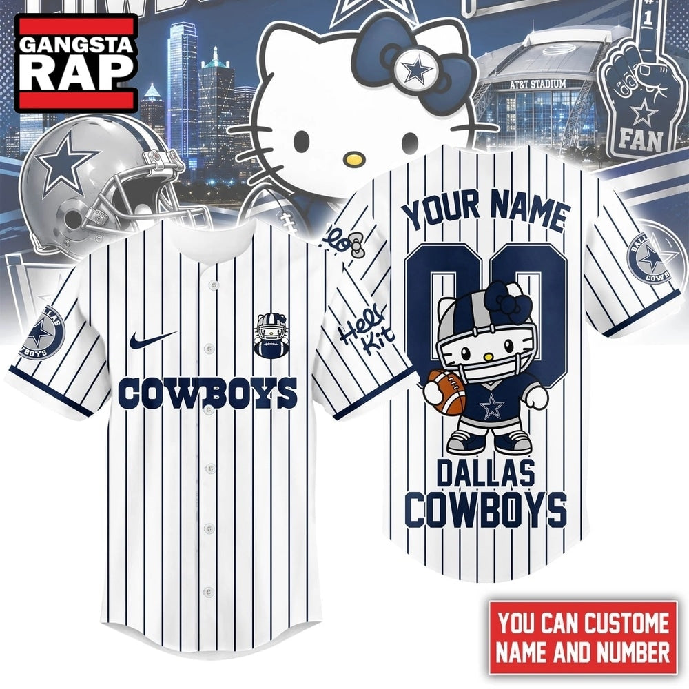Dallas Cowboys NFL Kitty Game Day Custom Baseball Jersey Shirt