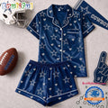 Dallas Cowboys NFL Logo Team Love Satin Short Sleeve Pajamas Set