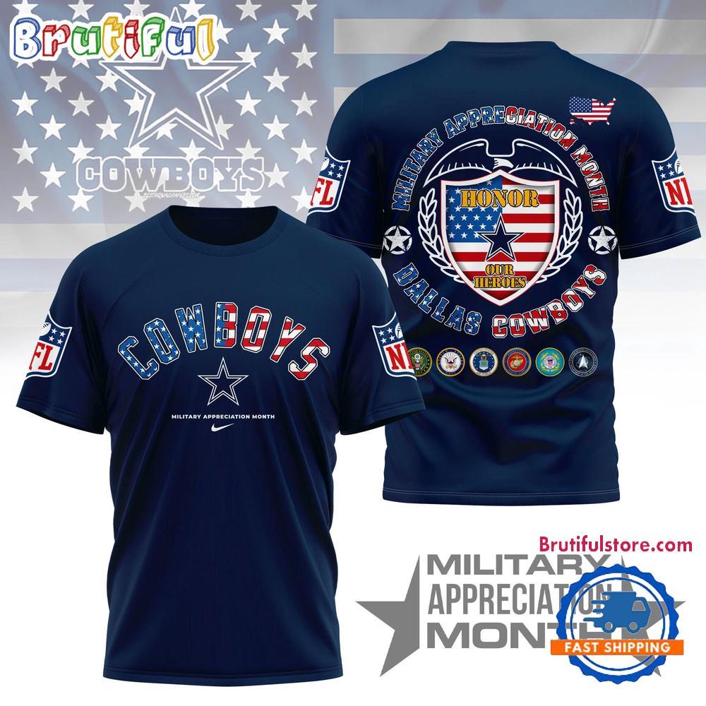 Dallas Cowboys NFL Military Appreciation Month New Design 3D Shirt