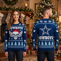 Dallas Cowboys Santa Hat Skull With Wings Ugly Christmas Sweater