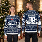 Dallas Cowboys Santa Hat Star Custom Name And Number Ugly Christmas Sweater