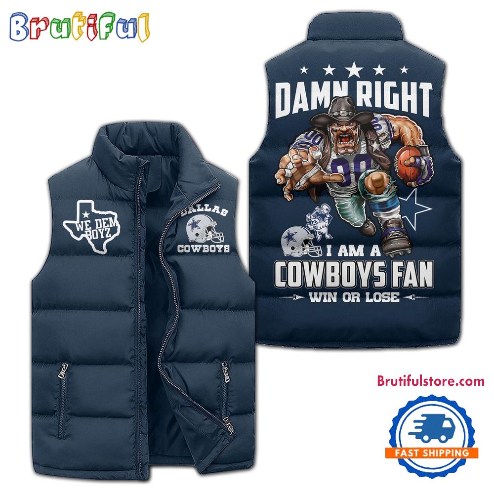 Dallas Cowboys Sporty Mascot Design Sleeveless Puffer Jacket