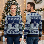 Dallas Cowboys Star And Snowflake Pattern Ugly Christmas Sweater