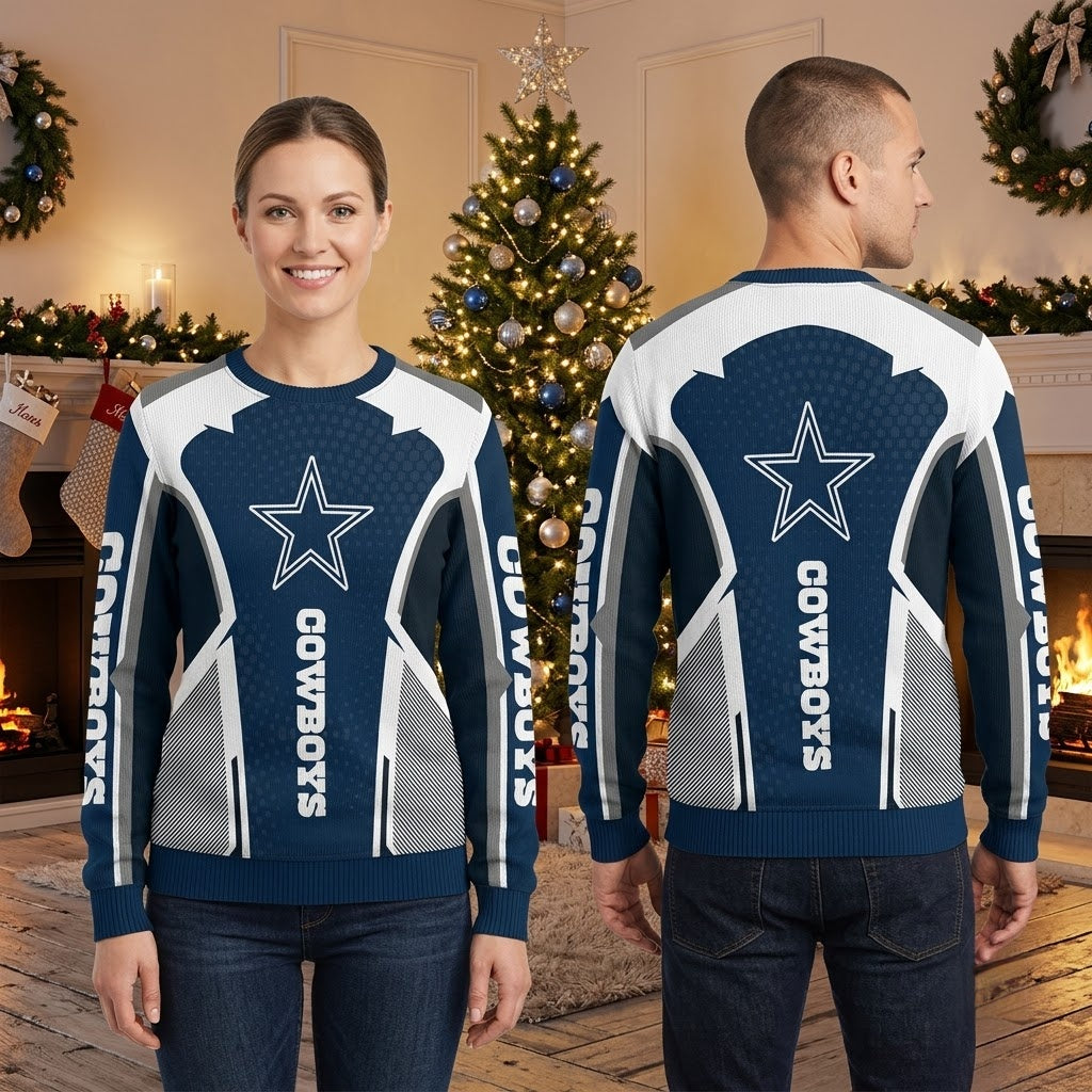 Dallas Cowboys Star Logo Blue White Knit Sweater