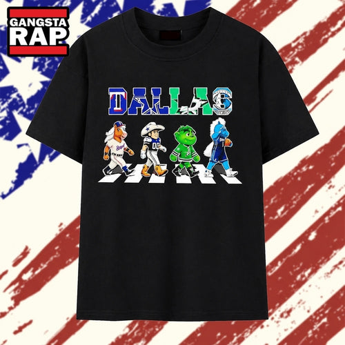Dallas Rangers Cowboys Stars and Mavericks mascot road on corsswark T Shirt