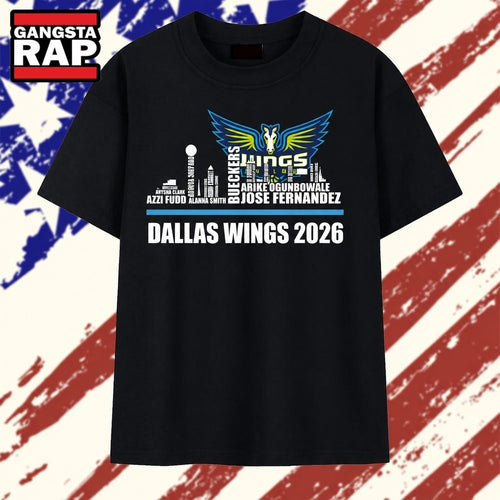 Dallas Wings 2026 Skyline Roster Word Art Basketball T Shirt , Vintage Trending Shirt