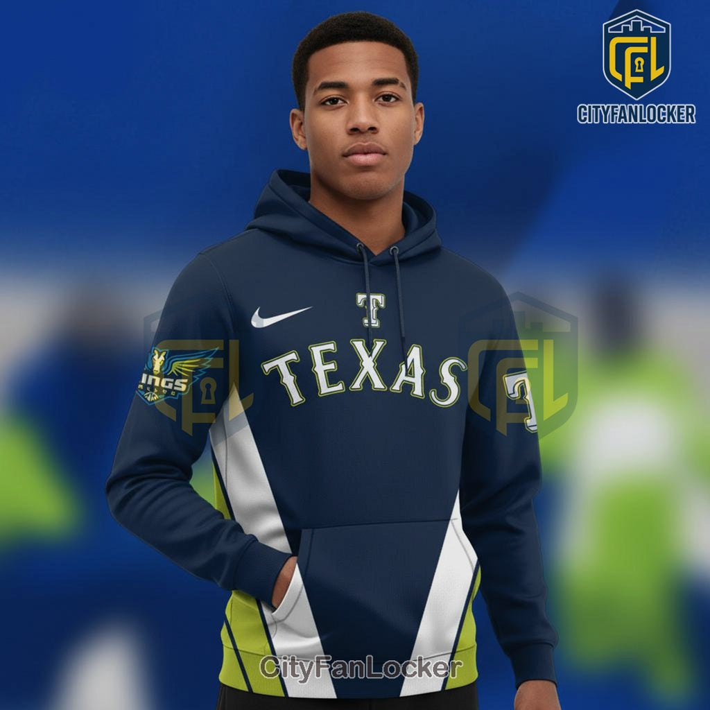 Dallas Wings Texas Rangers 2025 Personalized Pullover Hoodie