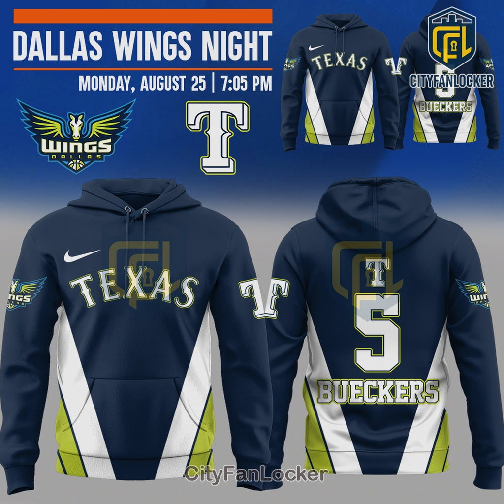 Dallas Wings Texas Rangers 2025 Personalized Pullover Hoodie