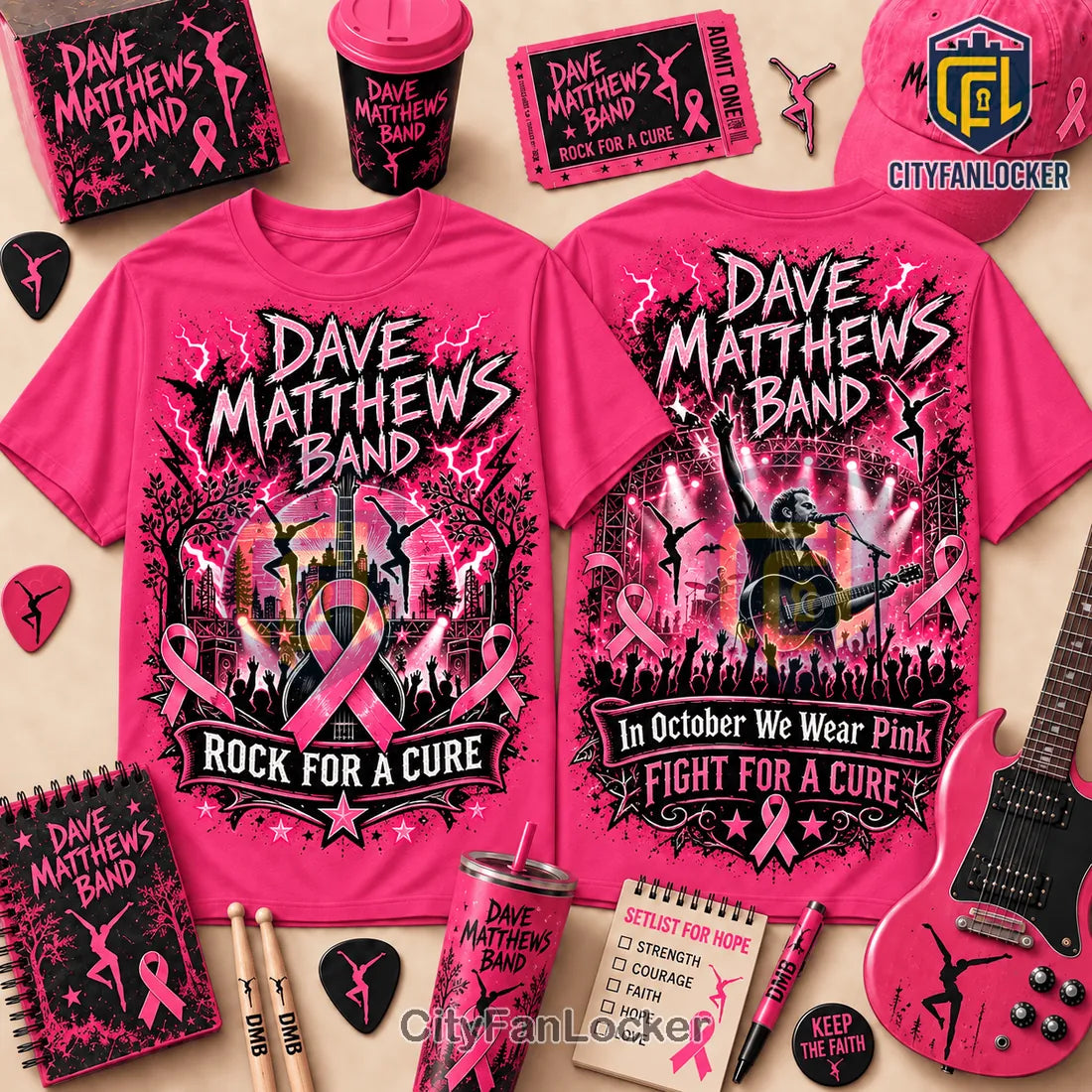 Dave Matthews Band Breast Cancer Awareness Pink Shirt