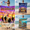 Dave Matthews Band Summer Vibes Sunset Beach Towel with Band Silhouettes