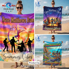 Dave Matthews Band Summer Vibes Sunset Beach Towel with Band Silhouettes