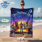 Dave Matthews Band Summer Vibes Sunset Beach Towel with Band Silhouettes