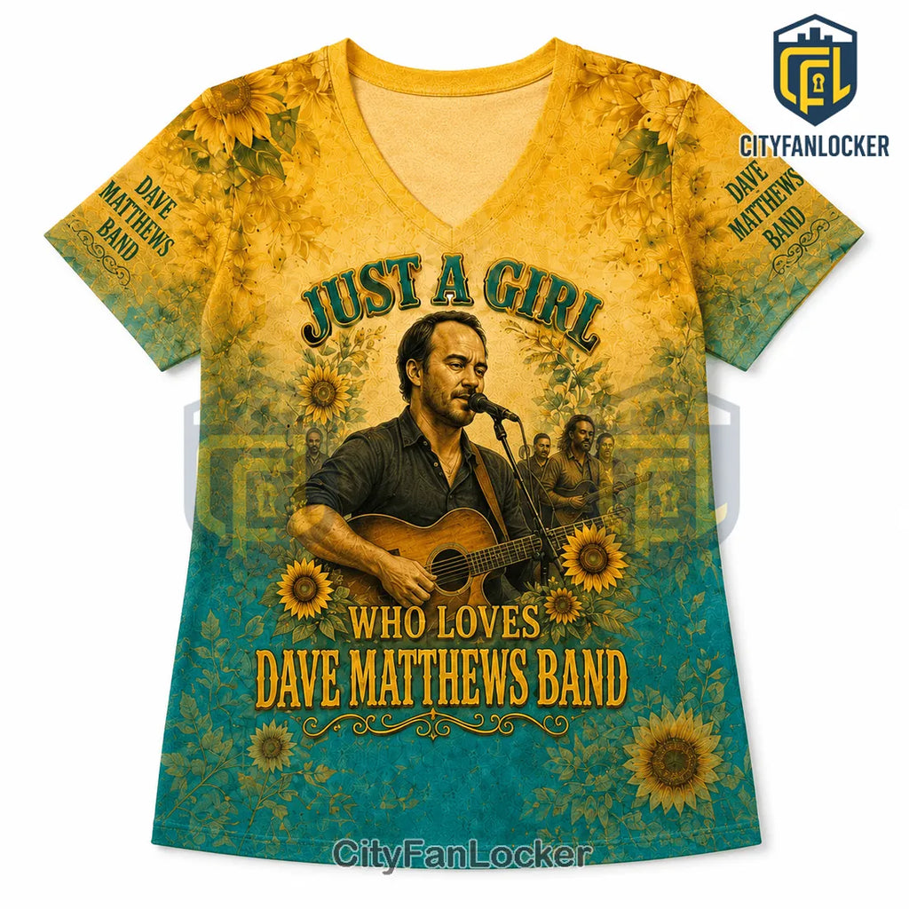 Dave Matthews Band Sunflower Tie Dye V-Neck T-Shirt