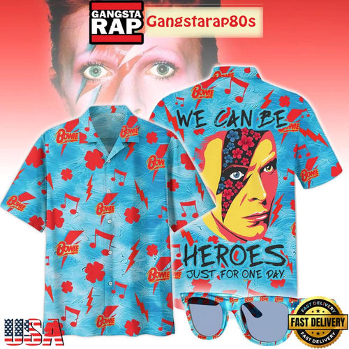 David Bowie We Can Be Heroes Just For One Day Aloha Hawaiian Shirt