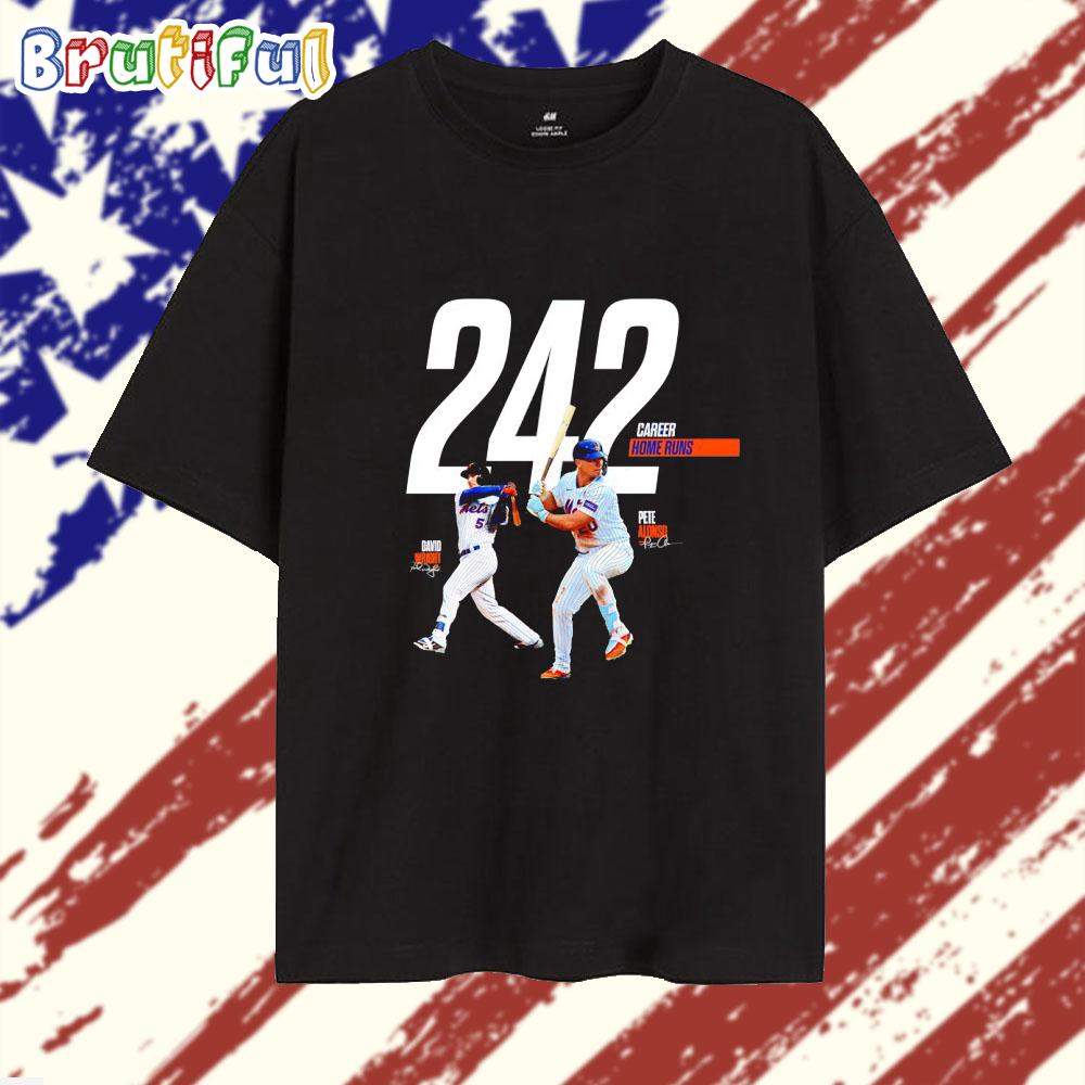 David Wright and Pete Alonso 242 Career Home Runs Signature T Shirt