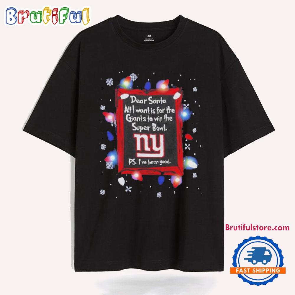 Dear Santa New York Giants Christmas Lights T Shirt