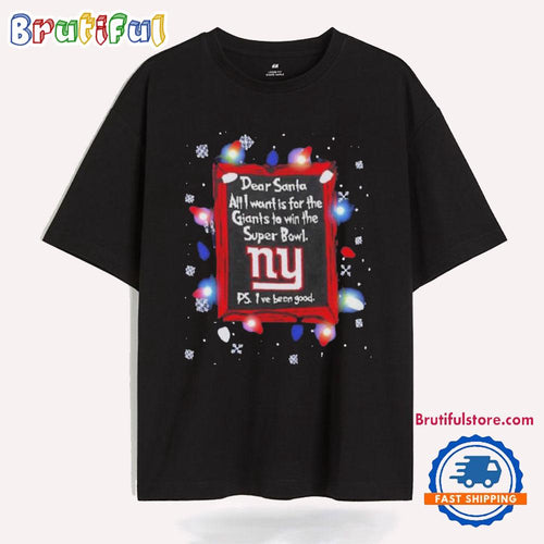 Dear Santa New York Giants Christmas Lights T Shirt