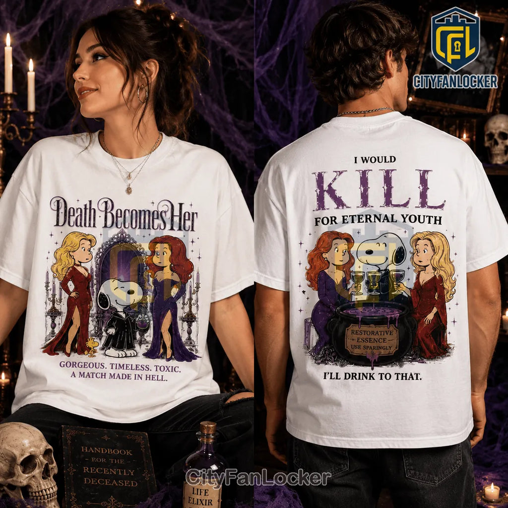Death Becomes Her x Snoopy Halloween White T-Shirt