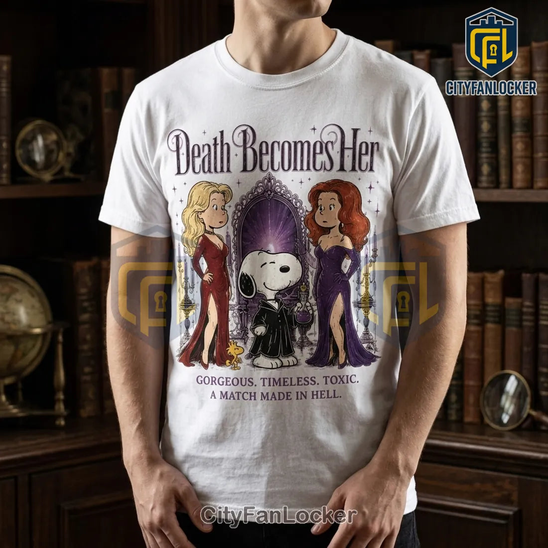 Death Becomes Her x Snoopy Halloween White T-Shirt