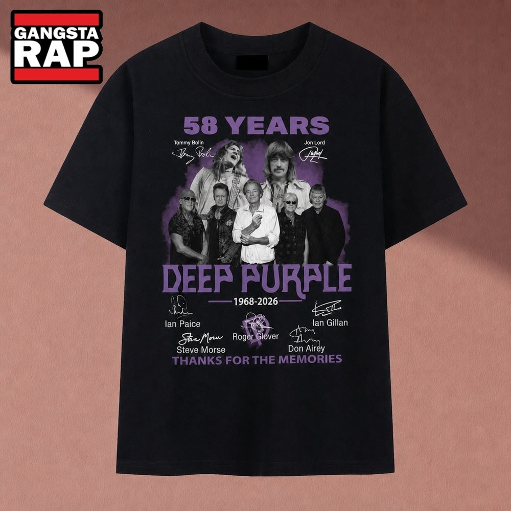 Deep Purple 58 Years 1968 2026 Cast Signatures Rock T Shirt, Music 2D Shirt